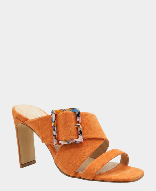 
Suede Buckle Heeled Sandal in ORANGE view 1