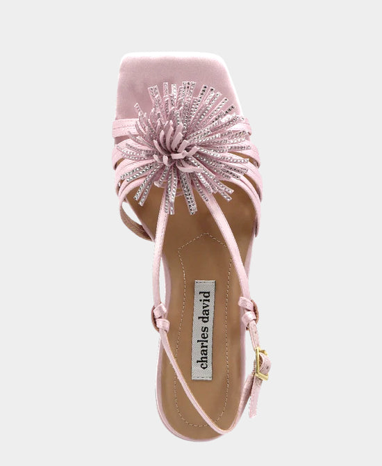 
Satin Pom Sandal w/ Crystals in PINK view 2