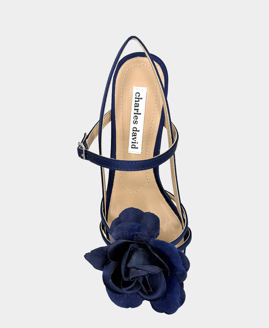 
Satin Rose Heeled Sandal in NAVY view 2