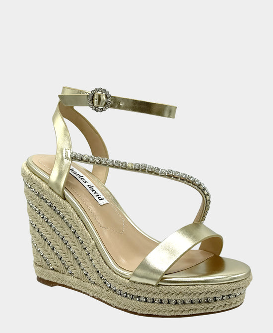 
Metallic Crystal Wedge Sandal in GOLD view 1