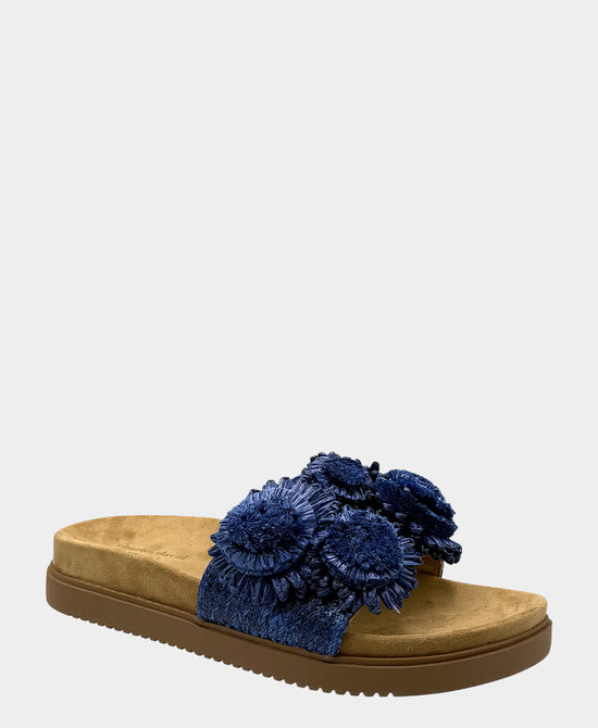 
Raffia Woven Pom Slide in BLUE view 1