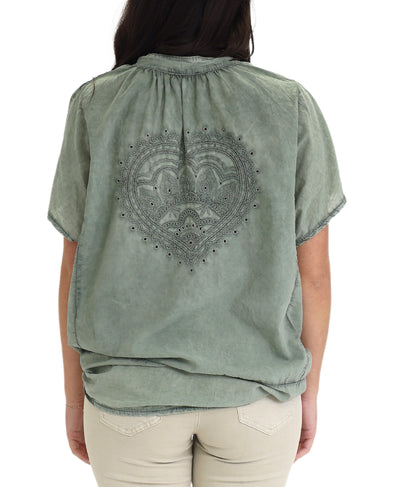 Hi-Lo Shirt w/ Embroidered Heart image 2