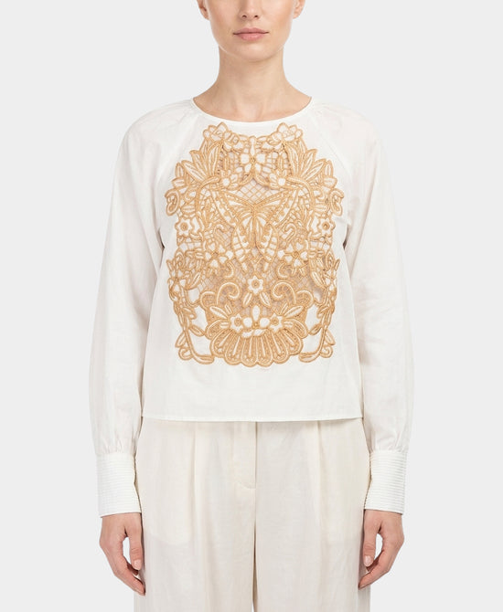 Balloon Blouse w/ Crochet Trim view 1