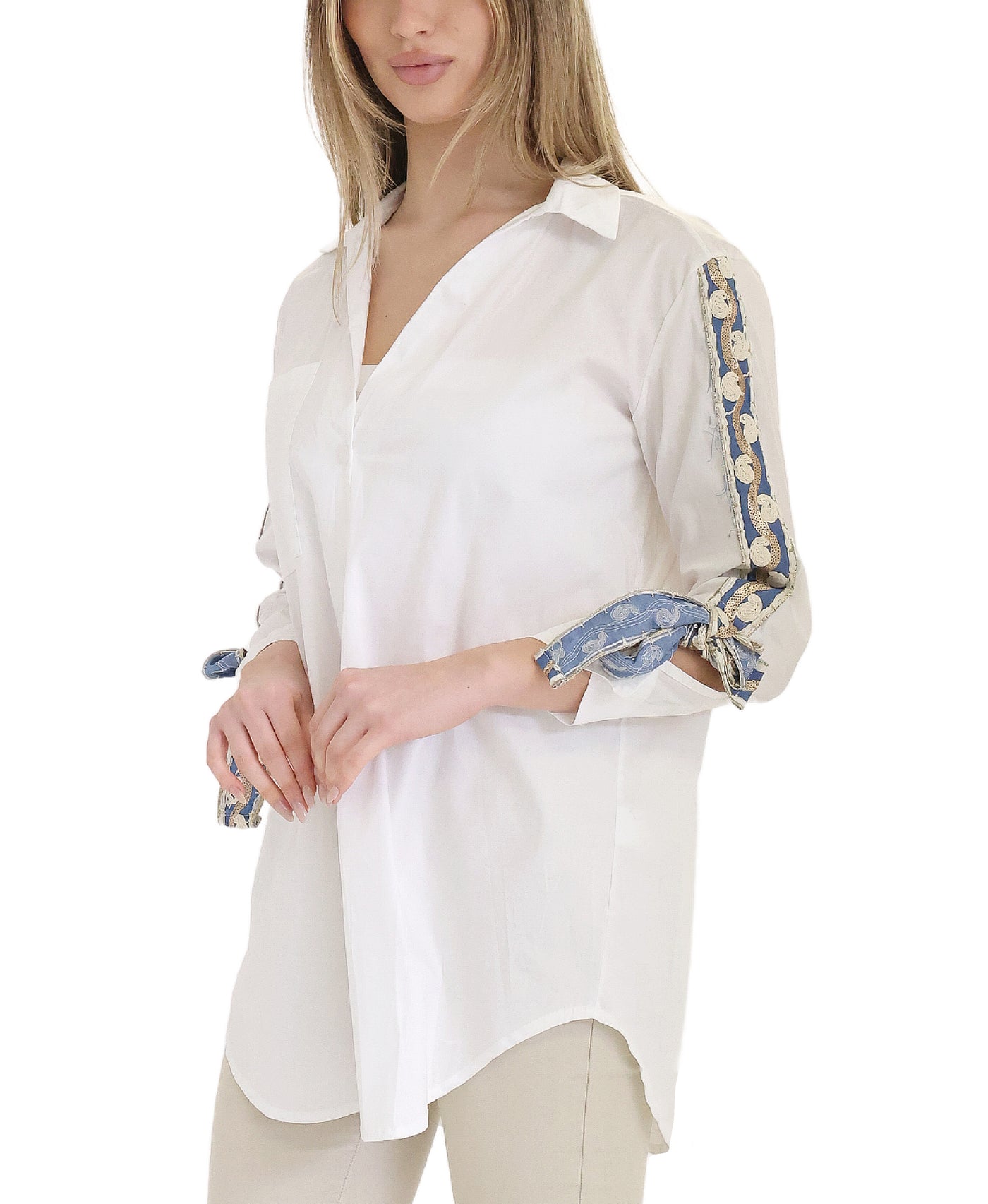 Top w/ Embroidered Sleeves view 1