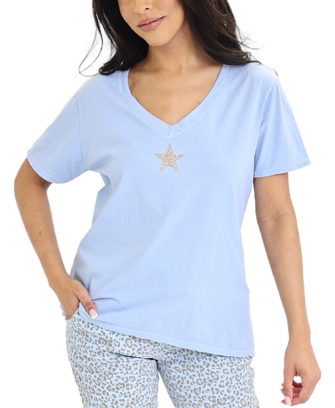 V-Neck Tee w/ Shimmer Star view 1