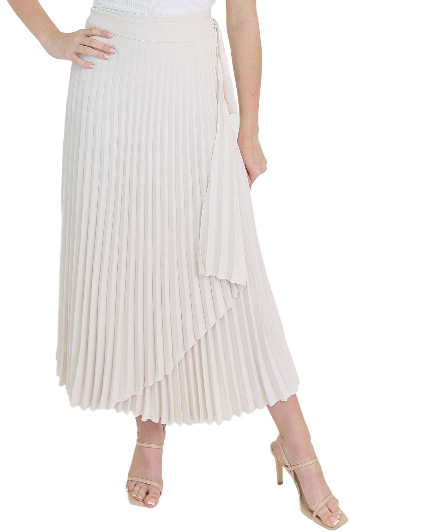 Pleated Wrap Midi Skirt view 1