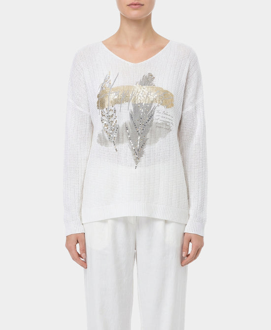 Knit "Happiness" Top w/ Foil Detail view 1