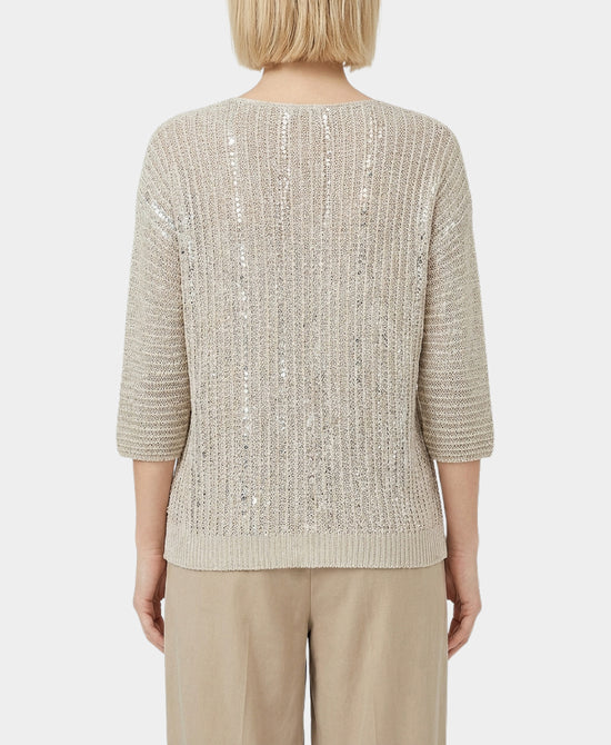 Waffle Knit Sweater w/ Silver Foil view 2