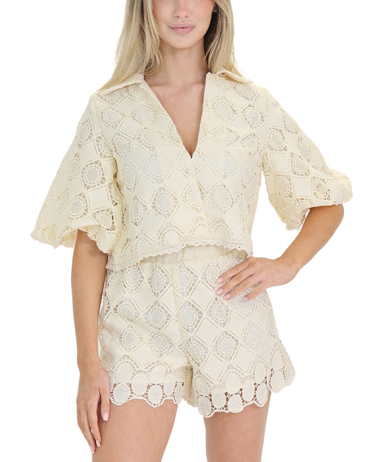 Crochet Lace Top & Shorts Set- 2 Pc Set view 