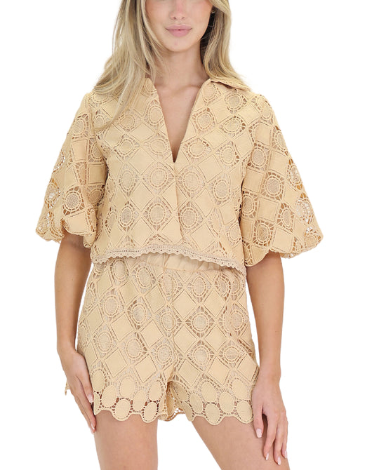 Crochet Lace Top & Shorts Set- 2 Pc Set view 