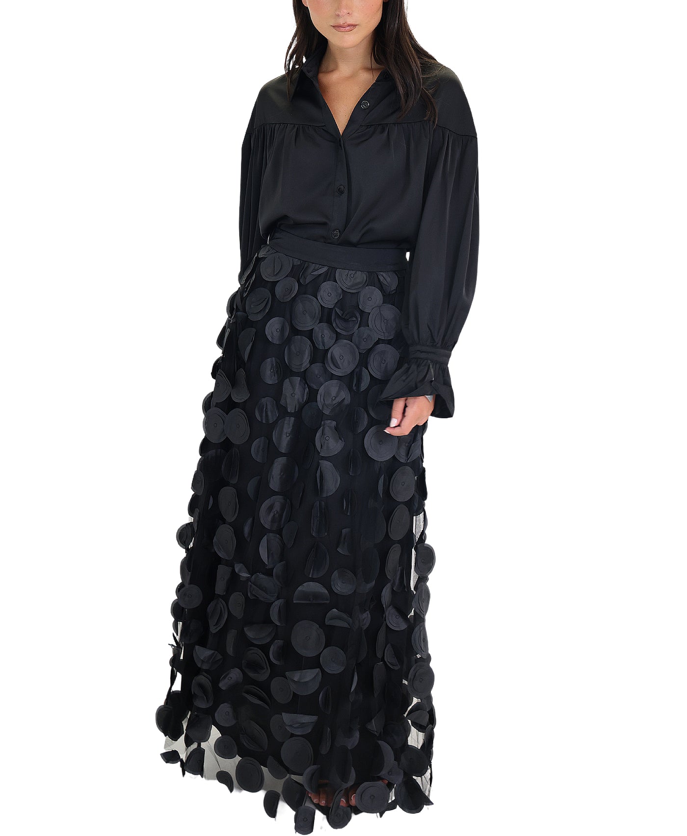 Satin Top & Circle Maxi Skirt Set - 2 Pc Set view 1
