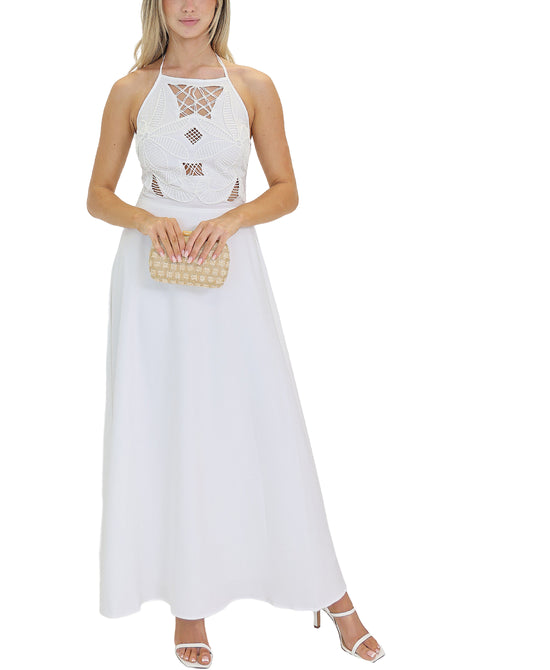 Crochet Lace Halter Maxi Dress view 