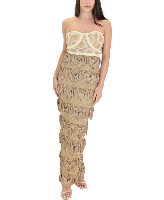 Crochet Maxi Dress w/ Tassels view 