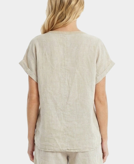 
"Pure Beauty" Linen Top in BEIGE view 2