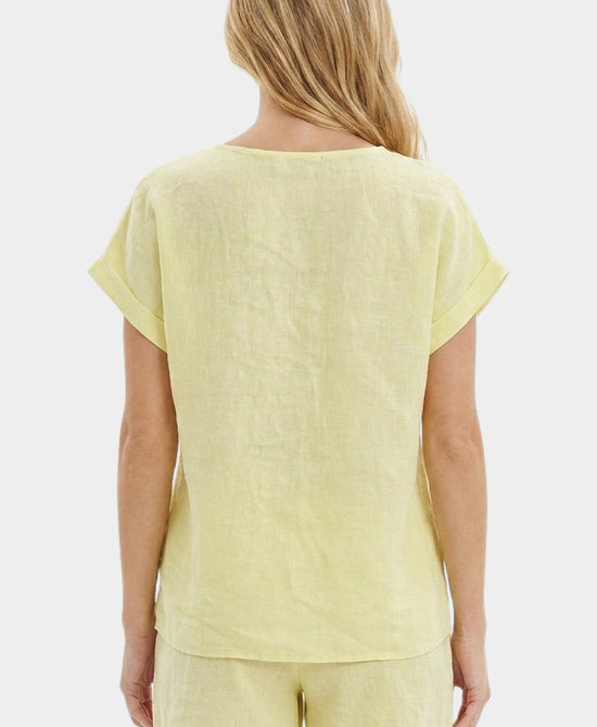 
Linen Top w/ Eyelet Trim in YELLOW view 2