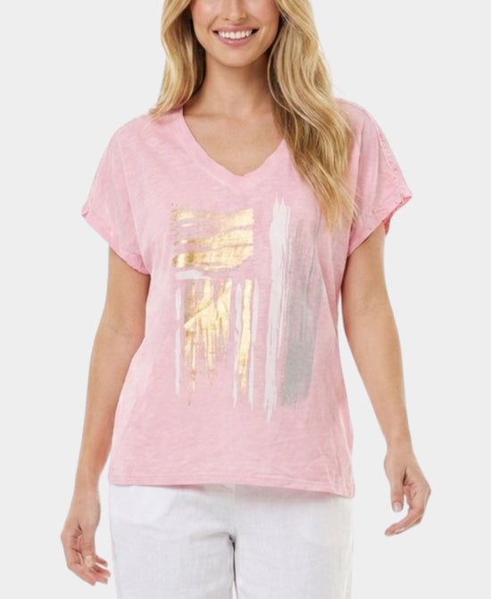 
Tee w/ Eyelet Back in PINK view 1