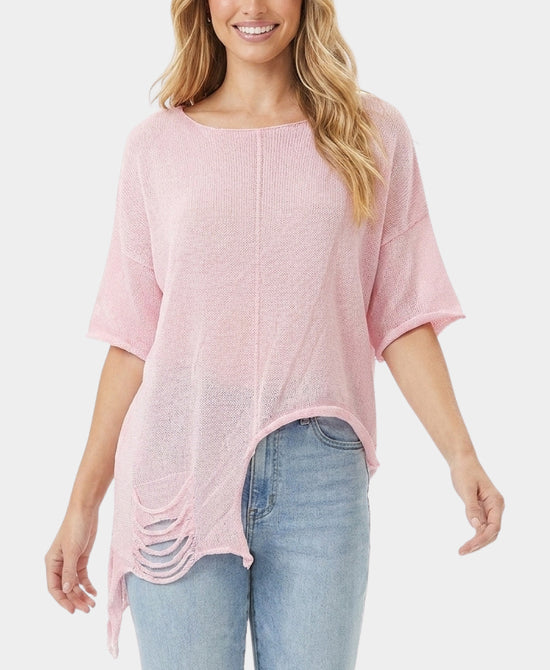 
Asymmetrical Hem Sweater in LIGHT PINK view 1