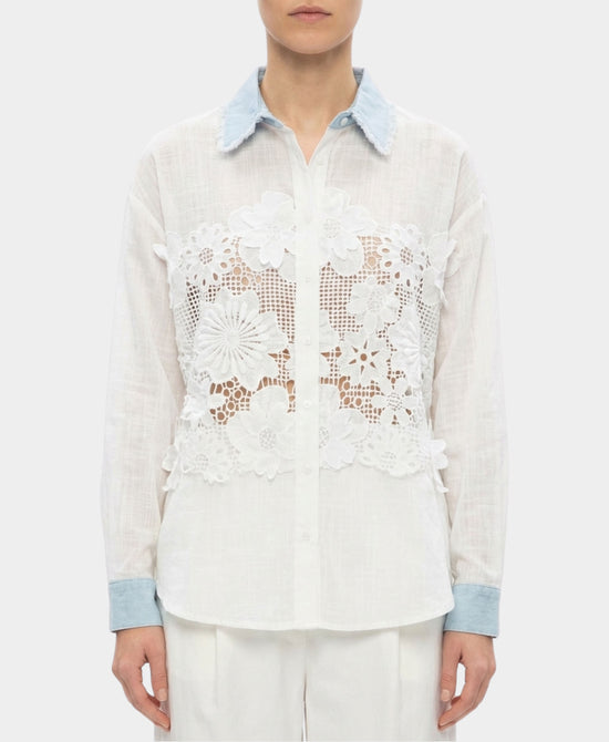 Crochet Lace & Denim Shirt view 