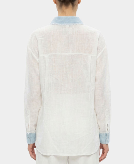 Crochet Lace & Denim Shirt view 