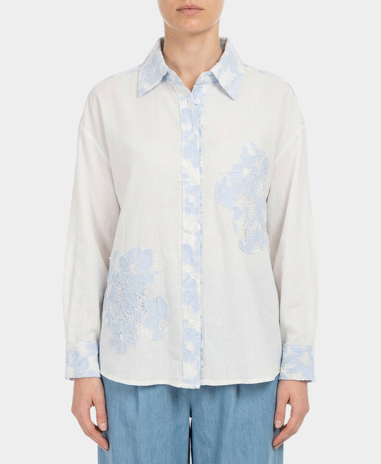 Shirt w/ Denim & Lace Detail view 1