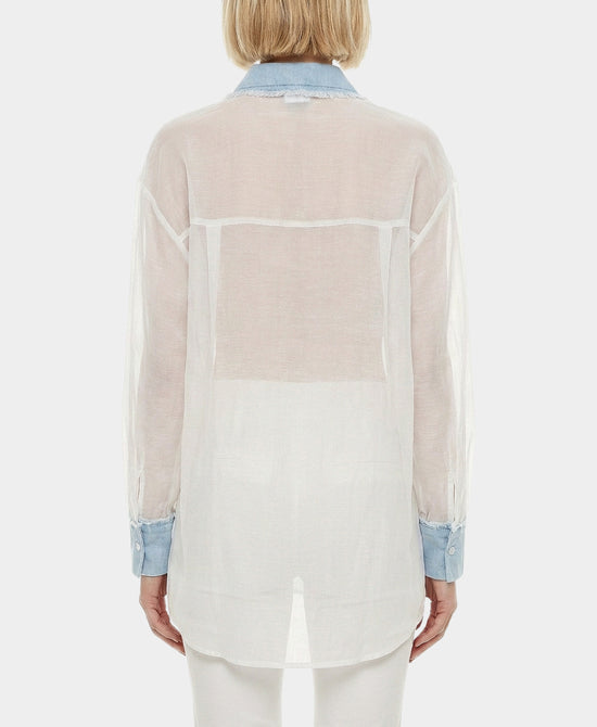 Shirt w/ Denim Trim & Cut-Outs view 2