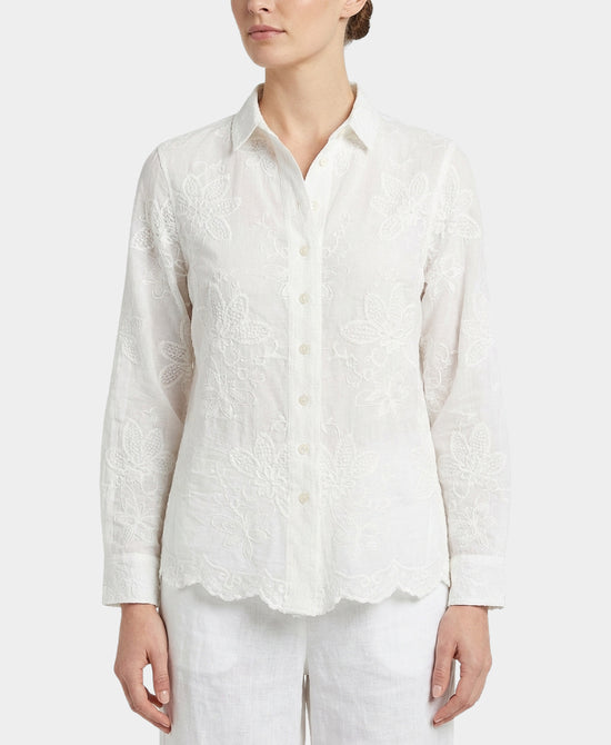 Embroidered Shirt w/ Scalloped Hem view 1