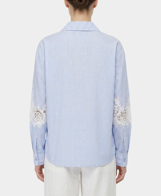 Stripe Shirt w/ Lace & Shimmer Accents view 2