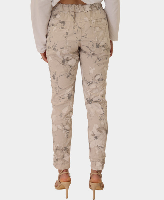 Floral Pants w/ Crystal & Studs view 