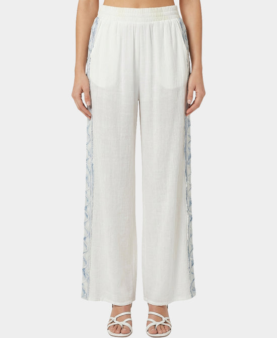 Wide Leg Pants w/ Denim Side Detail view 2