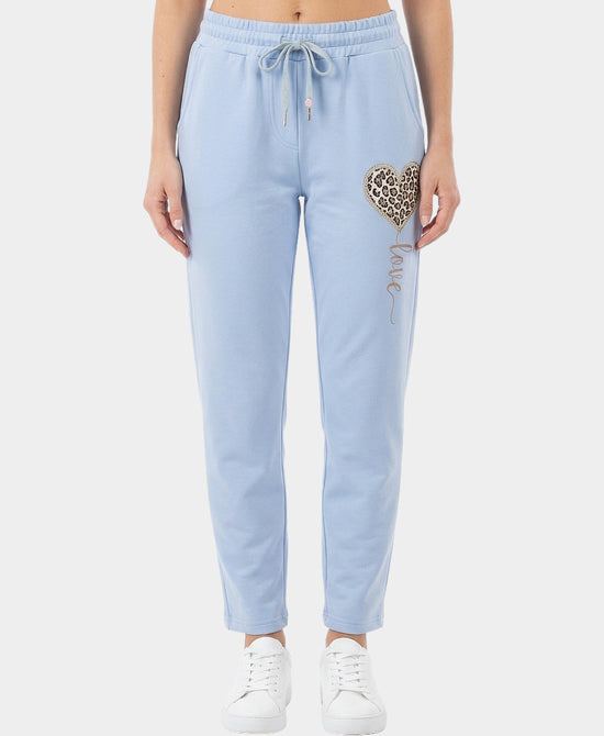 "Love" Pants w/ Leopard Heart & Crystals view 1