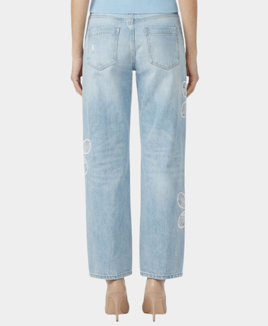 Barrel Jeans w/ Flower Detail view 2