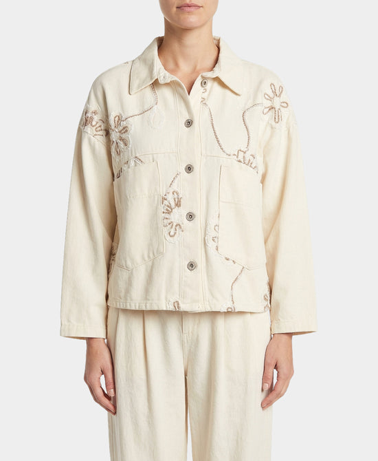 Denim Jacket w/ Embroidered Detail view 1