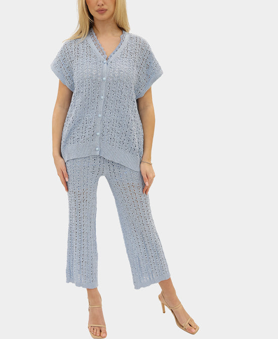 Knit Crochet Top & Pants - 2 Pc Set view 1
