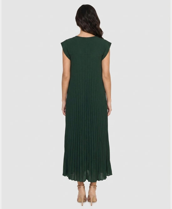 
Pleated Maxi Dress in DARK GREEN view 2
