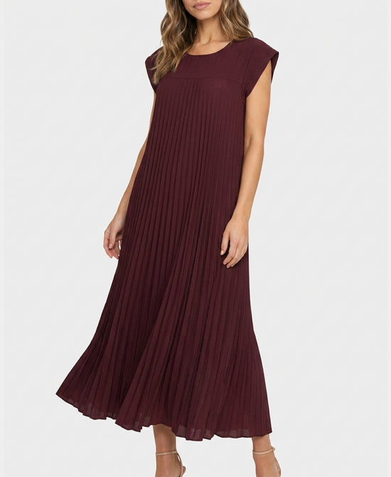
Pleated Maxi Dress in DARK WINE view 1
