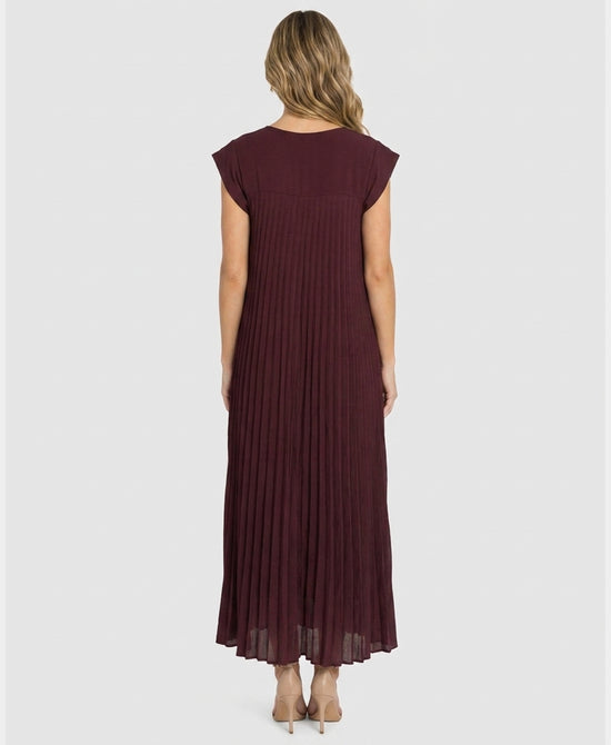
Pleated Maxi Dress in DARK WINE view 2
