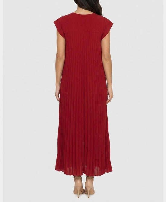 
Pleated Maxi Dress in DEEP RED view 2