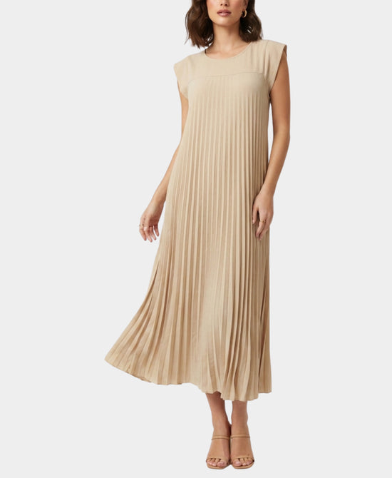 
Pleated Maxi Dress in LIGHT CAMEL view 1