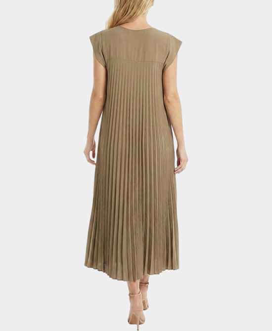 
Pleated Maxi Dress in DARK CAMEL view 2