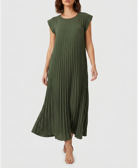 
Pleated Maxi Dress in OLIVE view 1