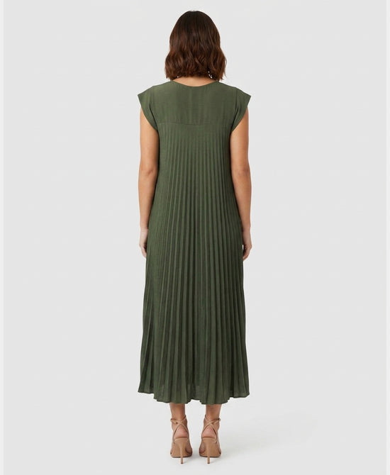 
Pleated Maxi Dress in OLIVE view 2