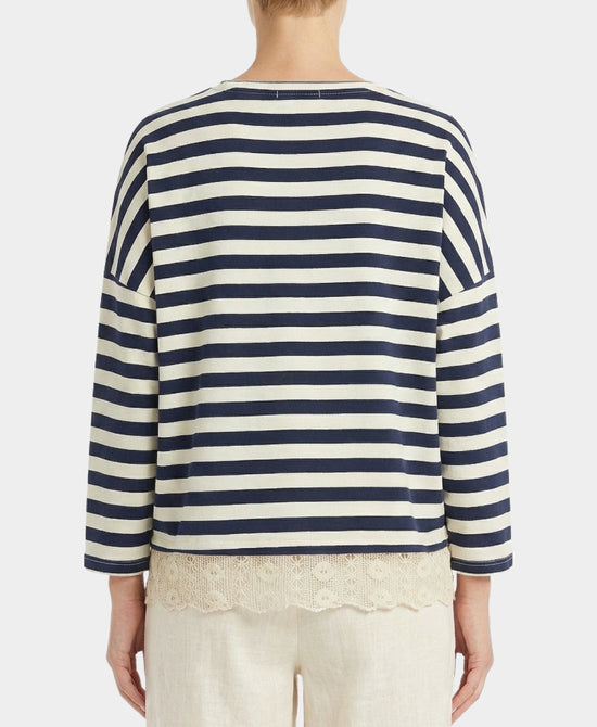 Stripe Top w/ Crochet Trim view 