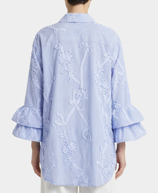 Striped Blouse w/ Tiered Sleeves view 2