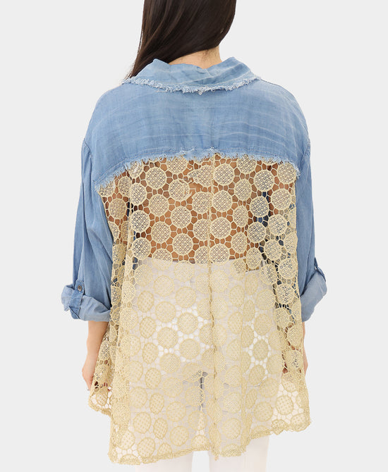 Denim Top w/ Shimmer Back view 2