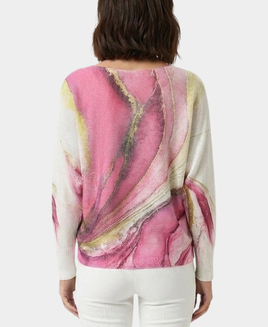 
Printed Knit Top w/ Metallic Detail in PINK view 2