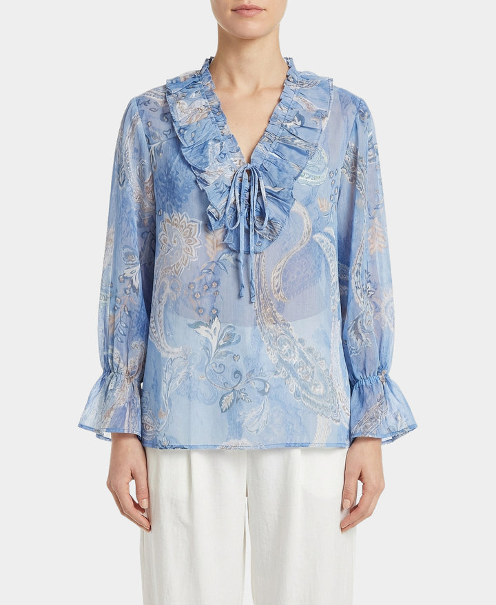 Paisley Print Top w/ Ruffles – FOX'S - Online