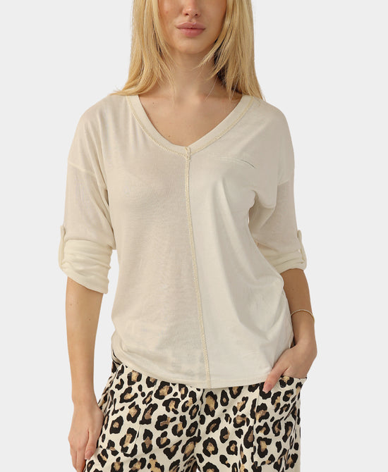 Colorblock Shimmer Top view 