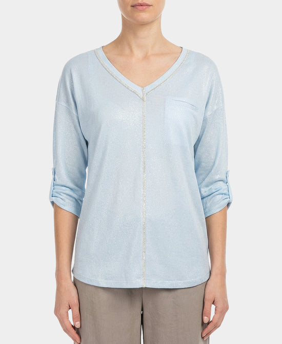 Colorblock Shimmer Top view 