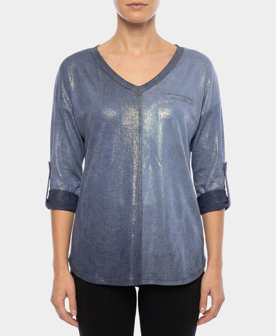 Colorblock Shimmer Top view 