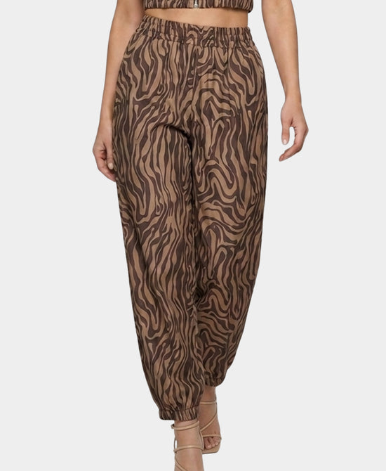 
Zebra Print Balloon Pants in TAN/BROWN view 1